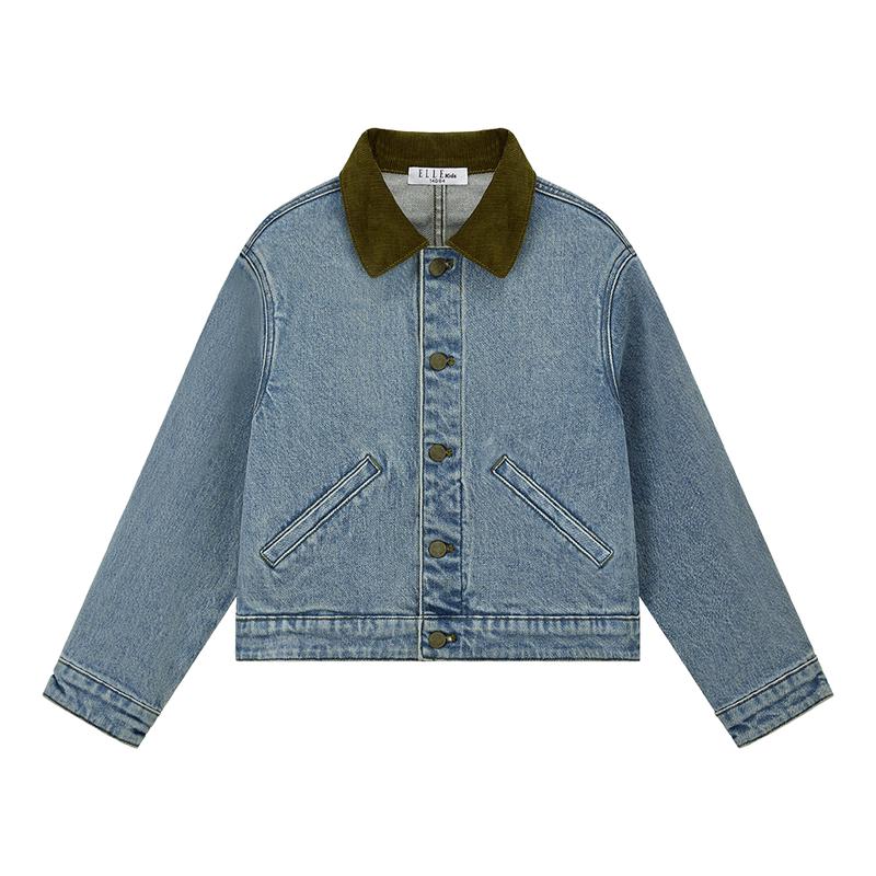ELLE KIDS Mädchen Retro Cordkragen Jeansjacke