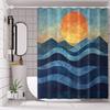 1 X Sunset Wave Shower Curtain, Polyester Waterproof Fabric, Cartoon Animal Print, No Drilling Required Bathroom Partition