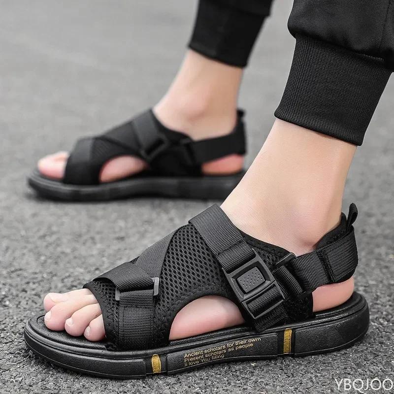 Fashion Summer Outdoor Breathable Comfort Slip on Open Shoes Casual Men Outdoor Sport Flat Sandals Shoes Soft Bottom Beach 2025