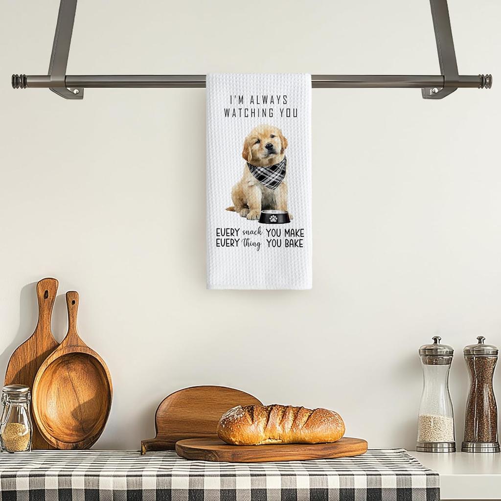 TNUW Funny Golden Retriever Kitchen Towels 16x24 Inch, Gifts for Golden Retriever Lovers Dish Tea Towels for Kitchen, Dog Mom Dad Lovers Owner Gifts