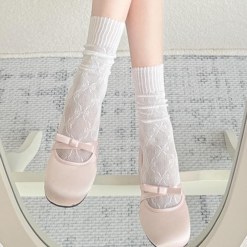 

White Butterfly Short Tube Socks Jk Japanese Medium Tube Socks Lolita Half Leg Socks Women One size fits all белый