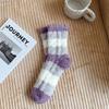Autumn and winter color matching coral fleece women's socks thickened warm sleeping socks half fleece home floor socks