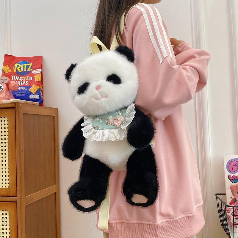 Panda Sheep Plush Backpack Kids Teens Lightweight Design Cartoon Bag Pattern
