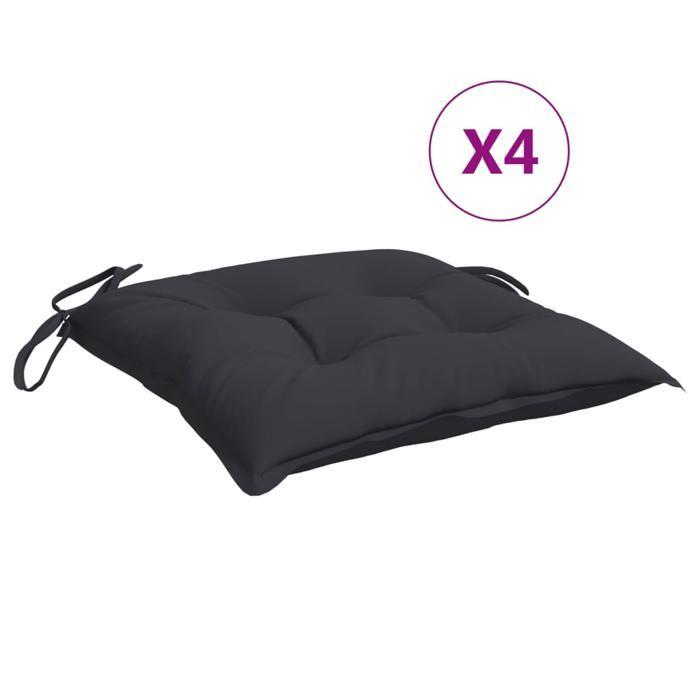VidaXL Lot de 4 Coussins de Palette, Galette de Siège Imperméable, Coussin de Jardin, Décoration d'Extérieur Terrasse, Noir 361529