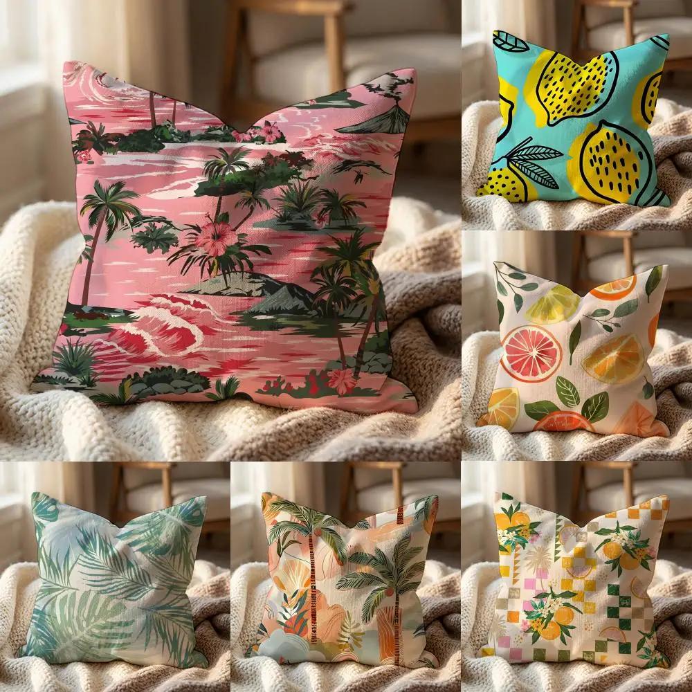 Tropical Fruit Texture Cushion Cover MultiScene Pillow Cover for Home Car Reversible Soft Durable for Daily Use