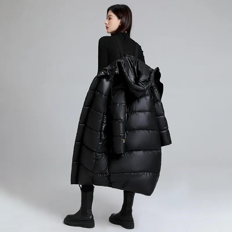 Women's Mid-length Hooded Casual Winter Jacket, Plain Color, Simple Commuter Jacket