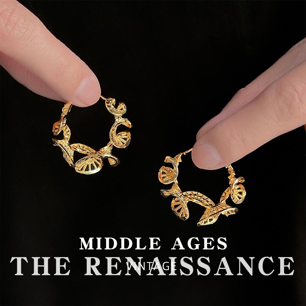 Кружевной отдел~ Серьги с полыми искаженными цветами, Ретро, Литературный темперамент, Женские