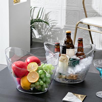 Ice Bucket Wine Bucket with Handles 4 Liter Clear Plastic Tub for Drinks