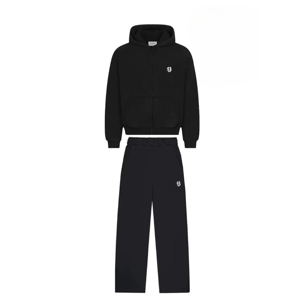 DRIPX Set Due Pezzi Felpa con Cappuccio e Zip Ricamata Pantaloni della Tuta Casual Abbigliamento Y2K Pantaloni Larghi Hip-hop da Uomo Pantaloni Casual