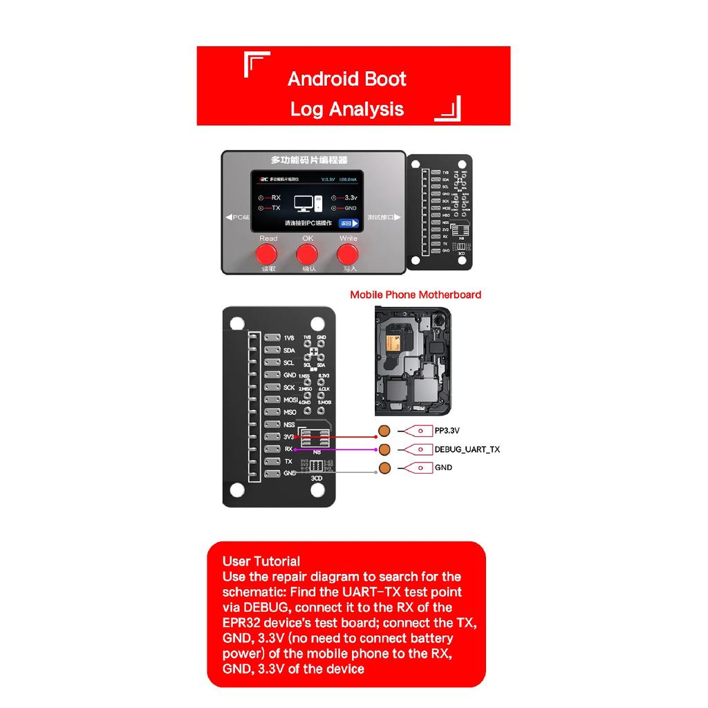 I2C EPR32 Charging Baseband Chip Programmer Read&Write of Chip Data for IPhone 5-17 PM IPad Macbook Android Boot Analysis Tools
