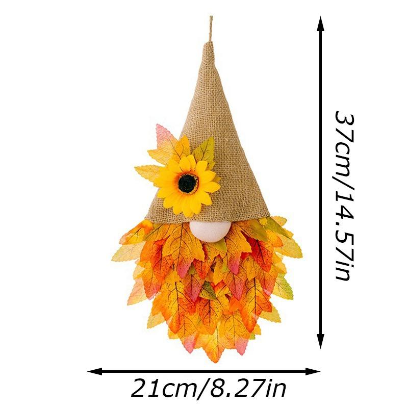 Fall Wreaths for Front Door Gnome Maples Leaf Wreath Thanksgiving Decoration