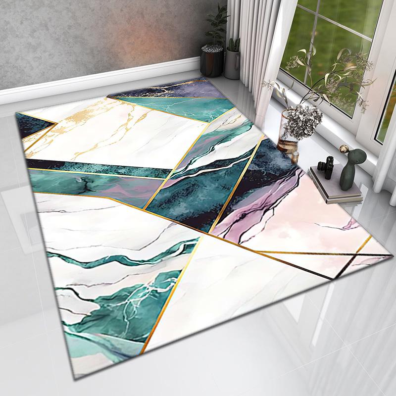 1PC Marble texture printed Carpet Rug for Living Room Bedroom Home Sofa Decoration,Non-slip Floor Mat Floor mat