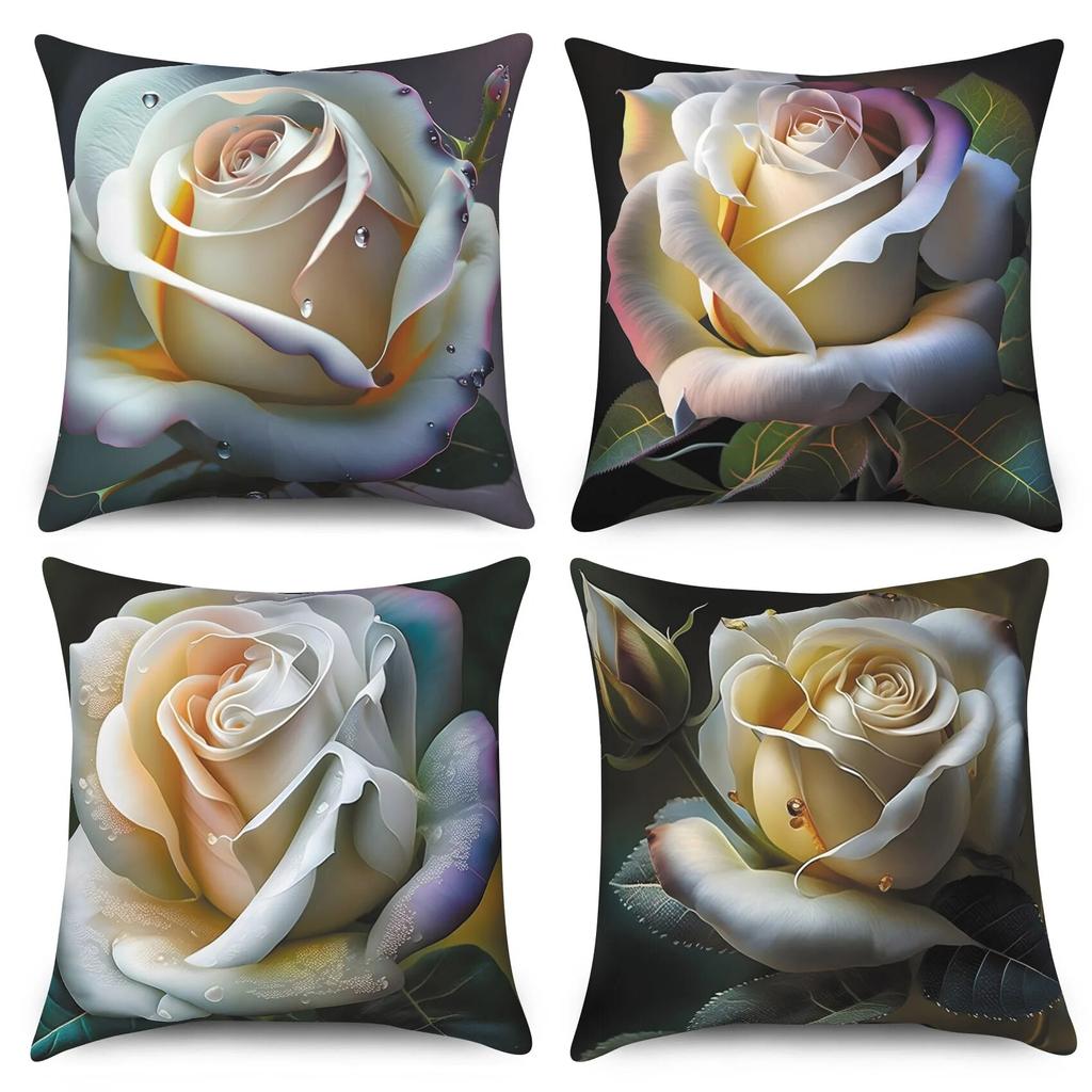 Cushion Cover Modern Sofa Square Pillowcase Home Decor Rose Flower Throw  Pattern