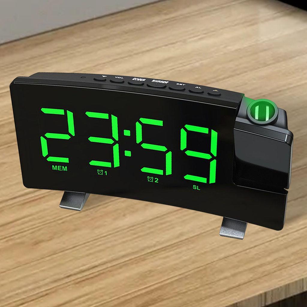 Alarm Clock Radio Projection LED Battery FM Radio Nursery Home Office Decor зеленый свет