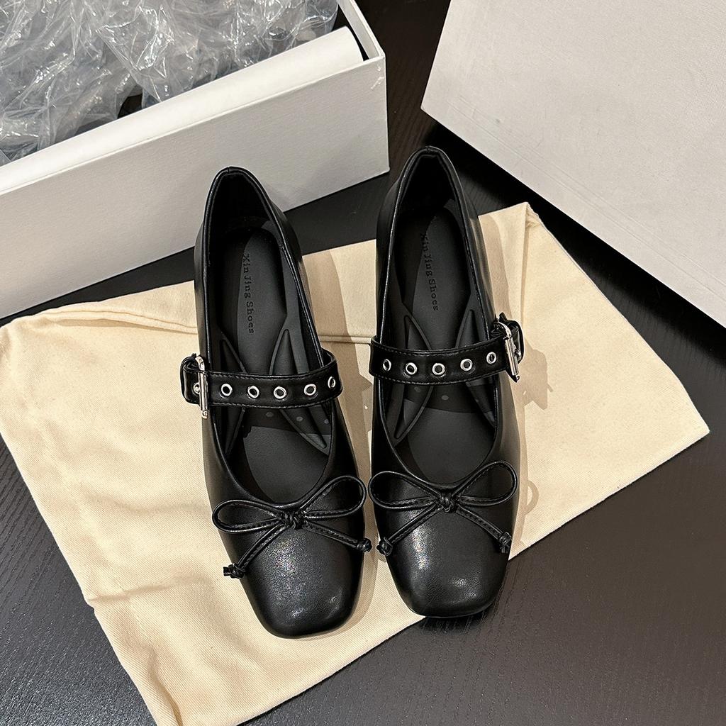 796-15 Temperament innere Höhe erhöhen einzelne Schuhe Damenschuhe Frühling und Sommer neu Feenstil Schleife eckige Zehe Mary Jane Schuhe