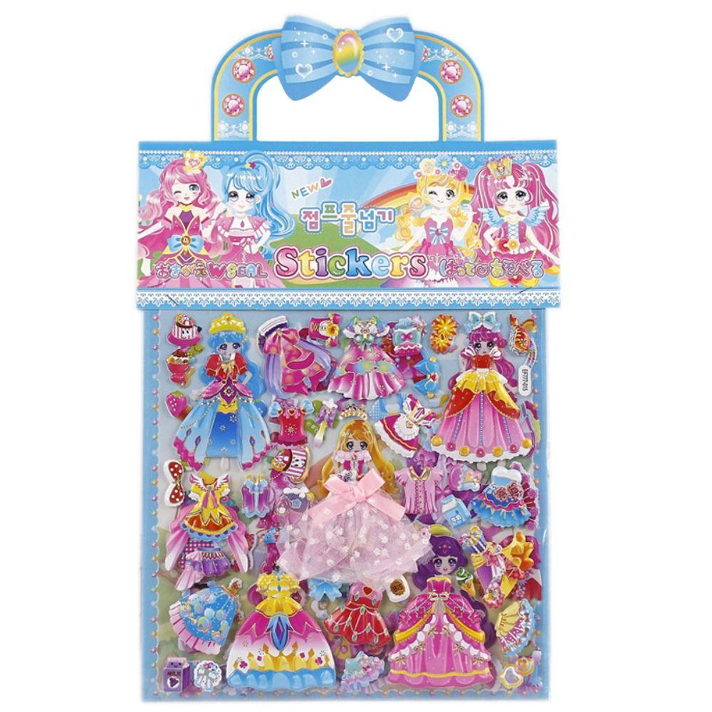 2 Sheets/Bag Princess Dress Up Stereo Bubble Sticker Kawaii Kids Toy Sticker 3D Foam Sticker  Girls