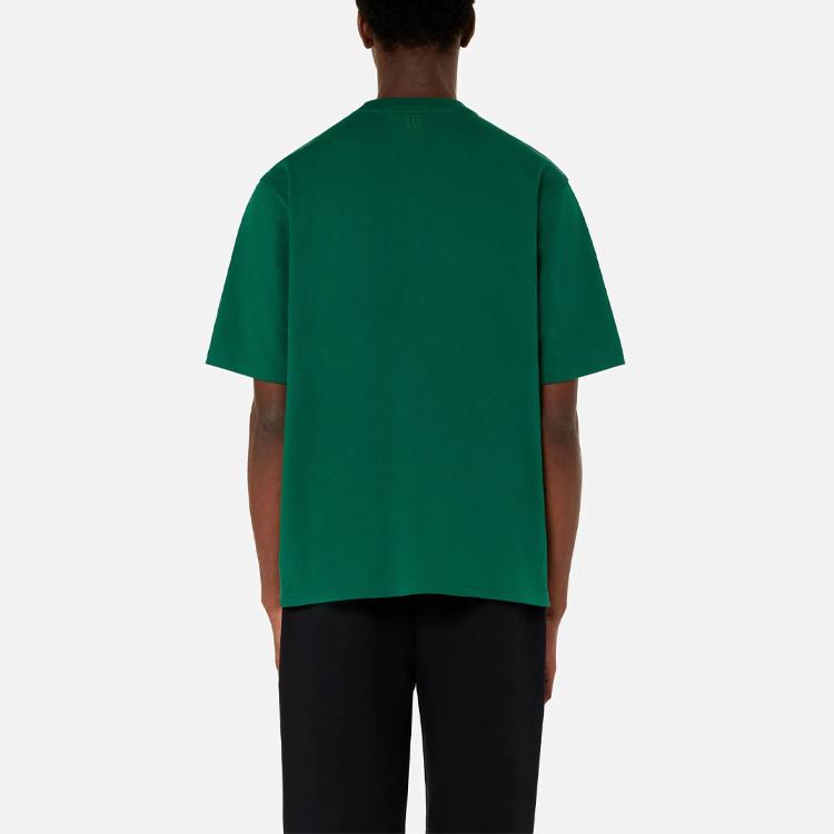 AMIPARIS Tonal Ami De Coeur Heart Embroidery Loose Fit Round Neck Short Sleeve T-Shirt Men Tops Green A21HJ128726-300