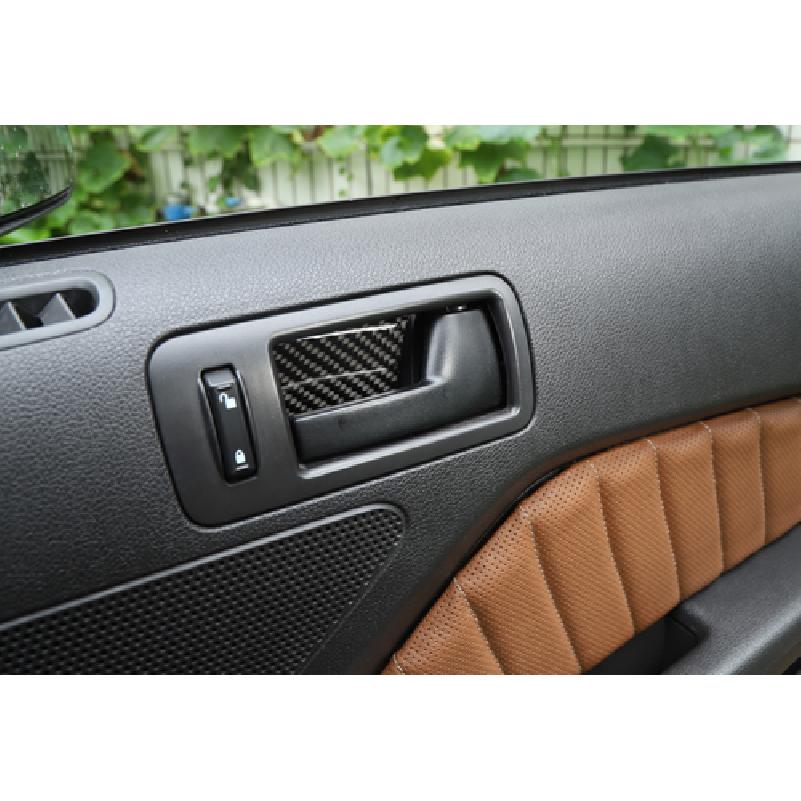 Soft  Carbon Fiber Inner Door Handle Bowl Decor Cover For Ford Mustang 2009-13