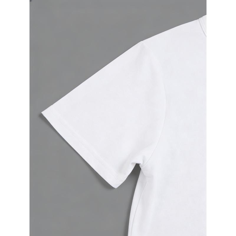 3388# Elegant Women's White Short-Sleeve T-Shirt, Fashionable for Commuting, Summer Essential, Travel, Dating, Gift, Vacation, Seaside Butterfly