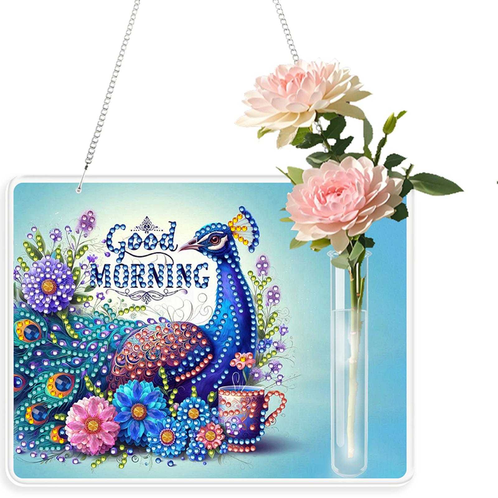

2D/Flat Acrylic Wall Decor Vase Special Shape Hanging Diamond Art Kits Diamond Painting Kit Window Hanging Art for Home Decor