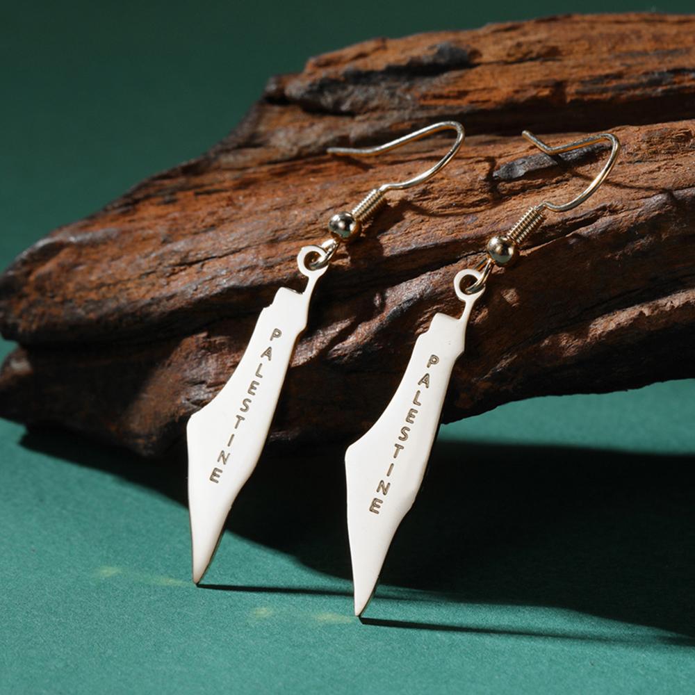 My Shape Palästina Karte Hängeohrringe für Damen Edelstahl Goldfarbe Palästinenser Ethnische Kartenohrringe Schmuck Großhandel