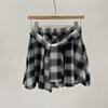 Streetwear Plaid Skirt for Women Spring Summer Vintage Hong Kong Style Irregular Skirt Pants All-match