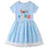 Korean Style Children's Princess Dress - Short/Long Sleeve with Stars, Rainbow Sequins, and Mesh Pleats for Spring, Summer, and Autumn