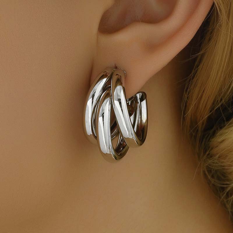 Elegant Gold Color Circled Hoop Earring for Woman Metal Elegant Vintage Geometric Statement Luxury Earrings Party Jewelry Gifts2