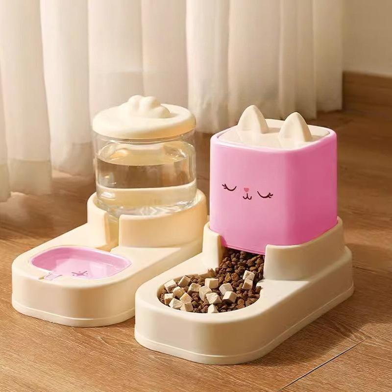 Hranitor Automat pentru Pisici, Bol de Apă pentru Pisici și Câini, Dispenser de Apă pentru Animale de Companie Două în Unu, Articole pentru Animale de Companie, Ustensile pentru Băut