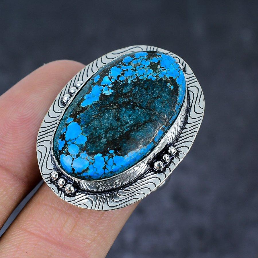 Tibetan Turquoise Gemstone 925 Sterling Silver Jewelry Ring Size 10