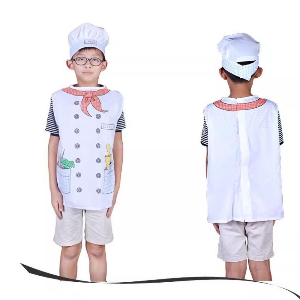 Model Desen Animat Jucărie Copii Uniformă Bucătar cu Bonetă Jucărie Bucătărie Joc de-a Casa Jocuri de Gătit