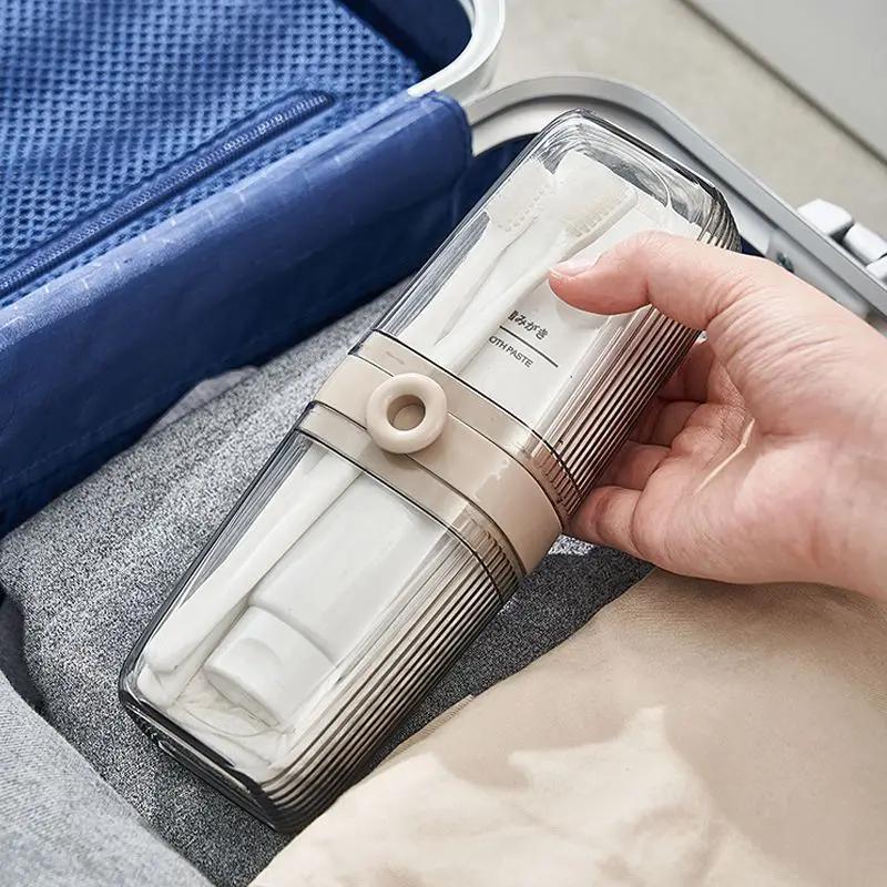 Toothbrush Travel Containers Transparent Toothpaste Holder Storage Case Travel Camping Organizer Kit Toiletries Storage Box