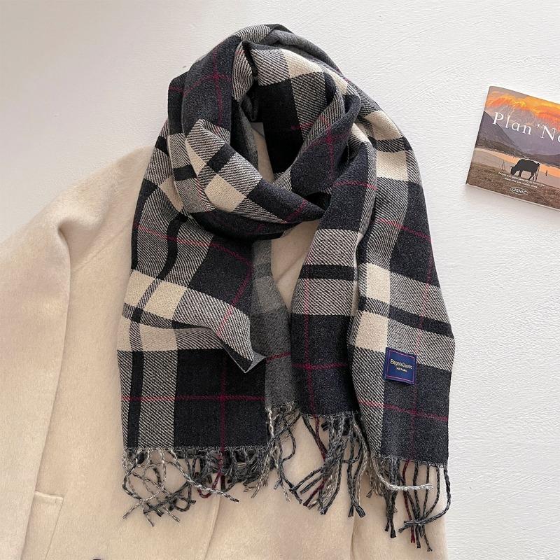 Autumn and winter new versatile scarf women's thickened woven thick beard fringed warm scarf imitation cashmere shawl