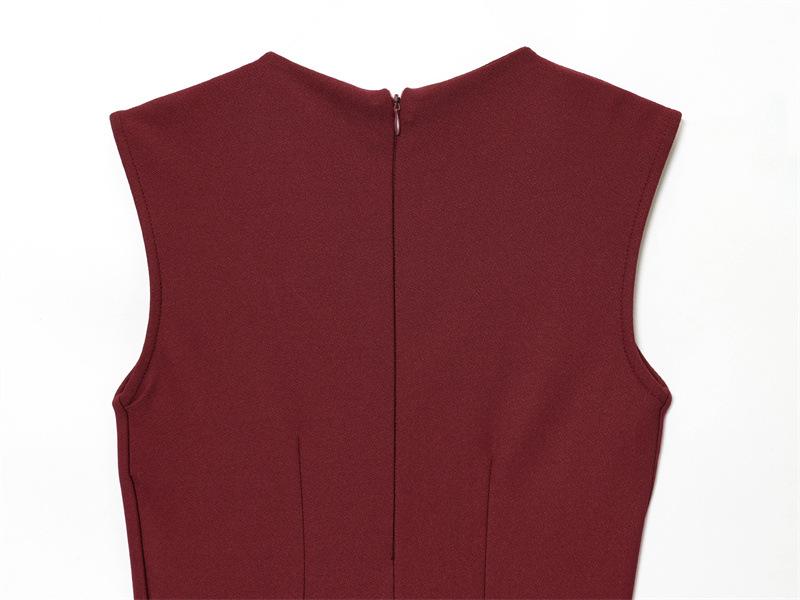 Round Neck Pleated Sleeveless Dress