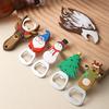Christmas Pattern Bottle Opener Santa Snowman Elk Beer Eagle Silicone Stainless Steel Beer Openers Refrigerator Magnet Opener