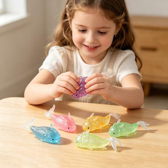 Maltose Glow Arowana Squeeze Toy Slow-Rising Silicone Fidget for Stress Relief Cute Fish-Shaped Decompression Gadget for Kids Adults