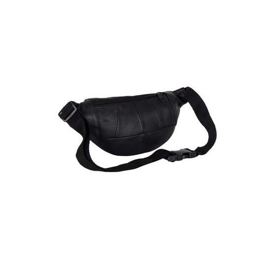 Noora Black Leather Waist Bag | Multipurpose Travel Bag for Running, Hiking, Travelling with Adjustable Straps |