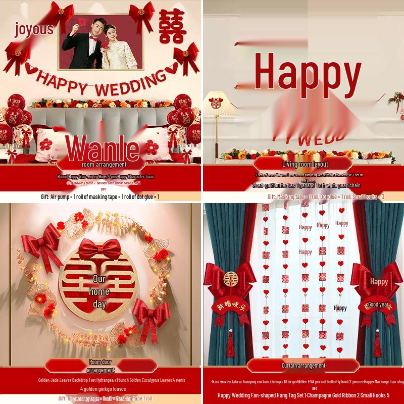 Complete Wedding Room Decoration Set: Bride & Groom's Bedroom Decor Essentials