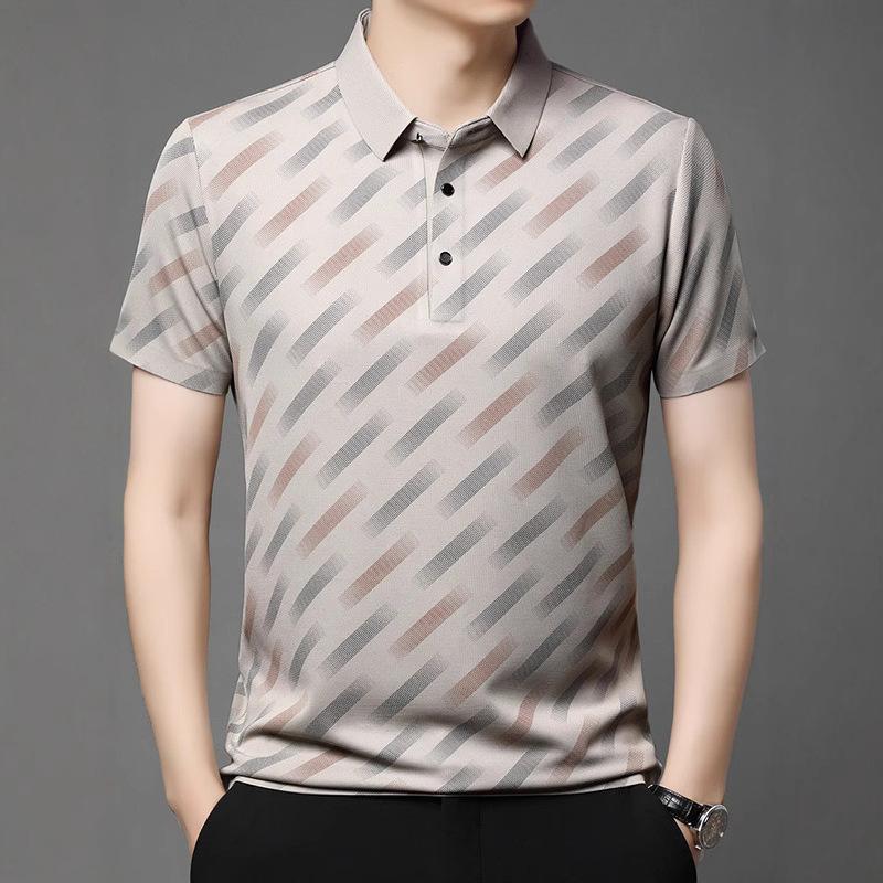 Men's Business Casual Short Sleeved Printed Polo Shirt Fashionable Breathable Comfortable and Versatile Top