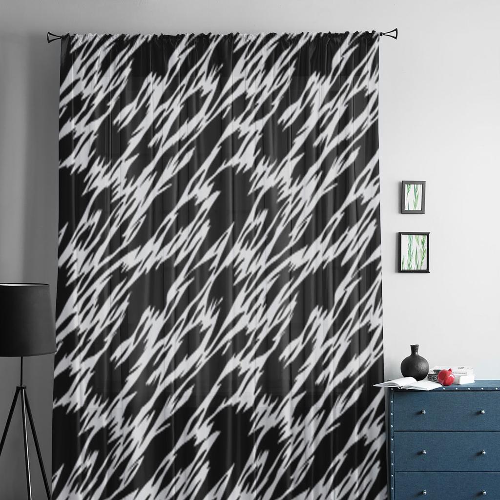 Tende Trasparenti con Stampa Astratta per Finestra Soggiorno Tenda Trasparente Voile Tulle Tende Camera da Letto Decorazioni per la Casa
