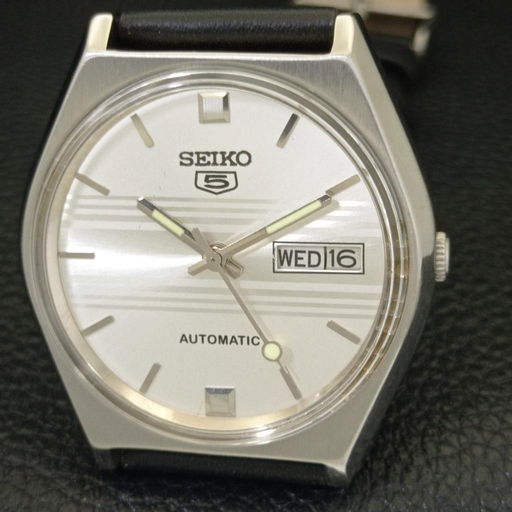 AUTOMATIC 6309A VINTAGE SEIKO 5 JAPAN MENS SILVER COLOR DIAL WATCH A701516-5 R206b-a701516