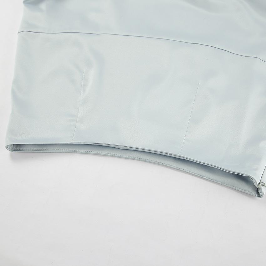 Elegant Grey Satin Skirts For Women Fashion Mid Waisted Slit Solid Skirts Casual New Loose Ankle-Length Skirt Streetwear