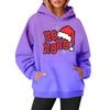 Women's Sweatshirts Round Neck Long Sleeve Christmas Printed Top Solid Color Hoodie