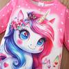 Kids Girls Fashion Clothing Set Spring Autumn Tie Dye Printed Cartoon Pegasus Pullover Flower Flared Pants Two Piece Outfit