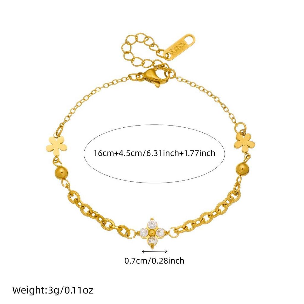 Elegant Gold-Plated Rhinestone Flower Chain Set with Irregular Patchwork Design