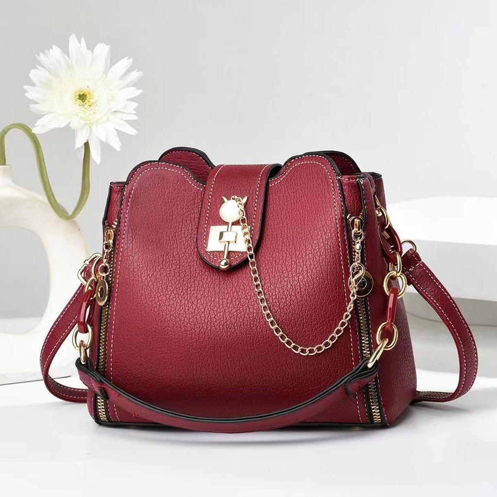 Elegant High-end Women's Pu Leather Bucket Bag Stylish Shoulder Crossbody Handbag In Versatile Colors For Daily Use