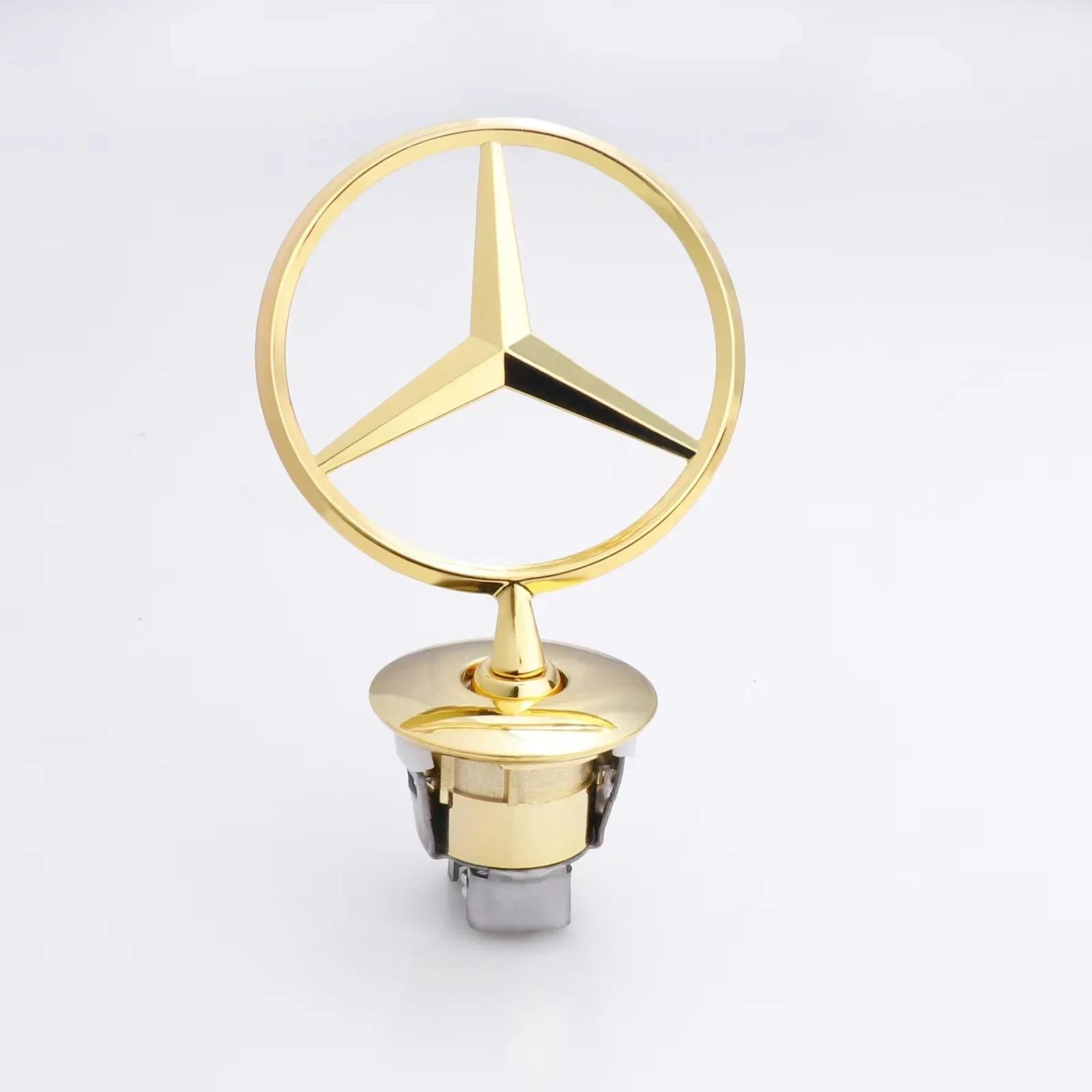 

Car Sticker For Mercedes Benz Star Bonnet - Badge for Car Hood Front Chrome Logo Hood Marking for Benz C E S Class W204 W205 W21 золотистий