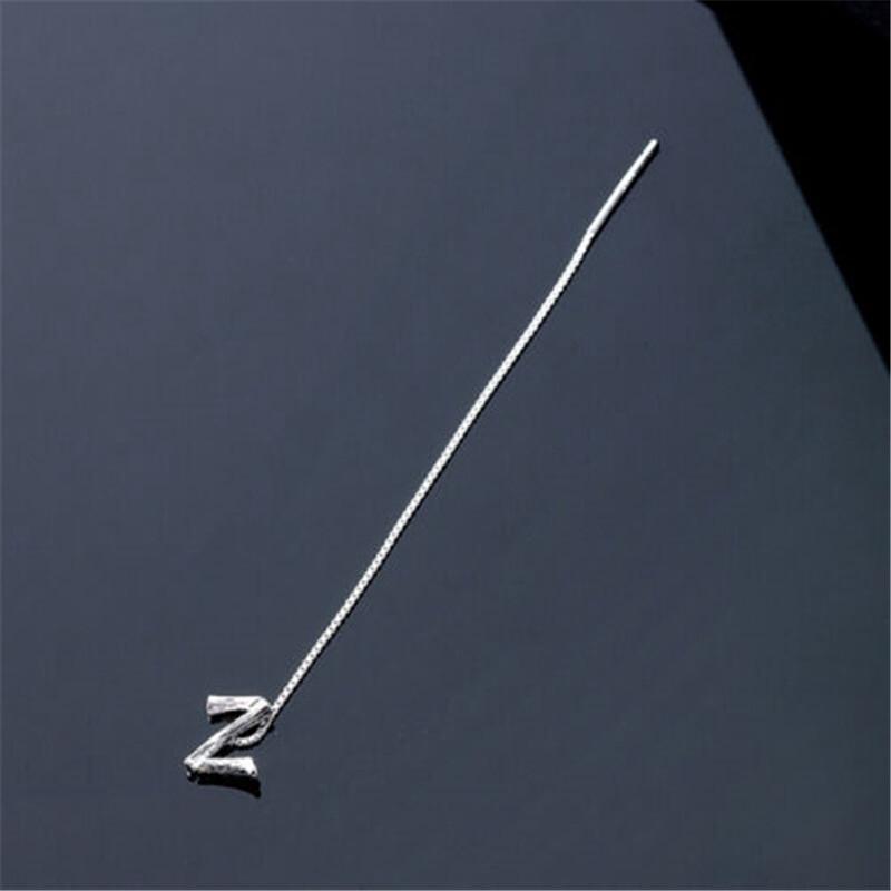 

Медные серьги-гвоздики с ушной нитью AZ для женщин, цепочка с кисточками, начальная буква алфавита 7cm серебряный