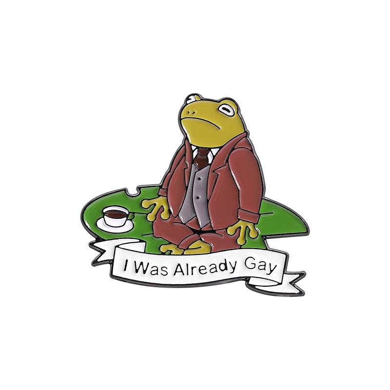 Frog LGBT Enamel Pins Custom Chemicals Turned Me Gay Brooches Lapel Badges Clothes Animal Jewelry Gift for Friends