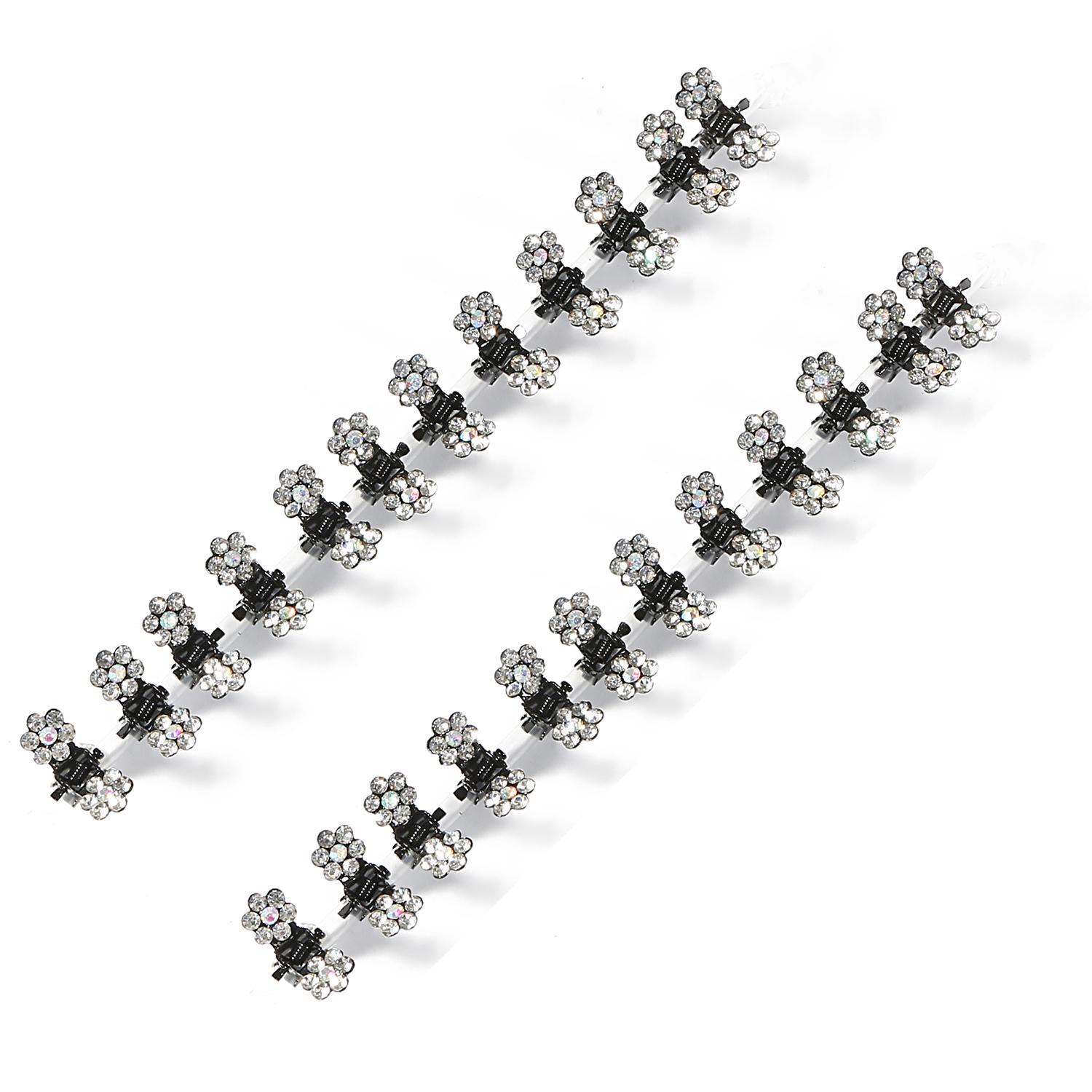 

Маленькие мини заколки для волос со стразами для девочек 12 шт 2х1.6 см слоновая кость